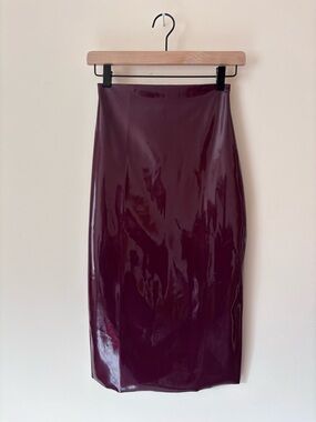 Commando faux patent High-Shine Burgundy Pencil Skirt small
